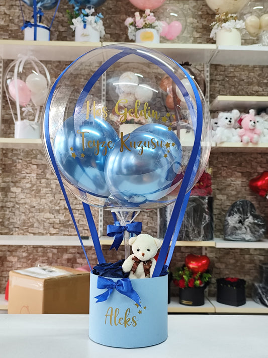 Pembe – Mavi Balon Kutusu | Hoş Geldin Bebek Hediye Seti