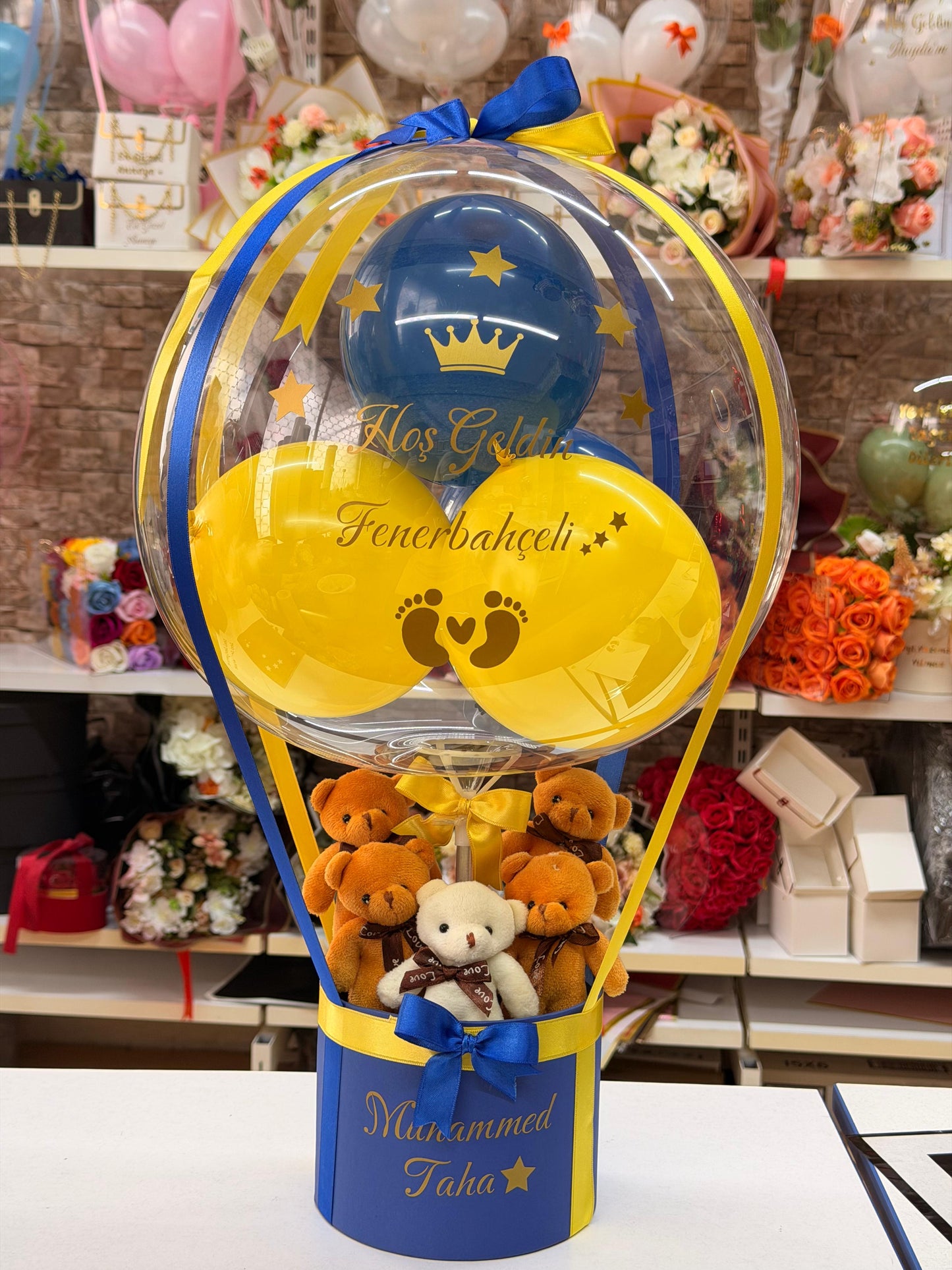 Fenerbahçeli Hoş Geldin Bebek Balon Kutusu – Kişiye Özel Tasarım