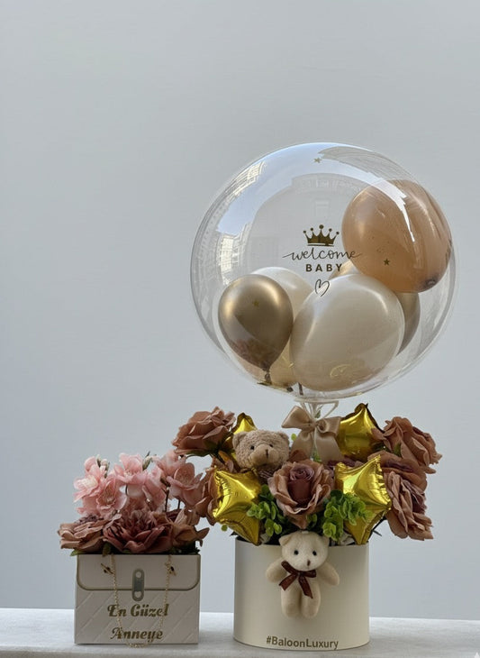 Yıldız Bebek Hediye Balon Seti – Kişiye Özel Lüks Yeni Doğan Hediyesi