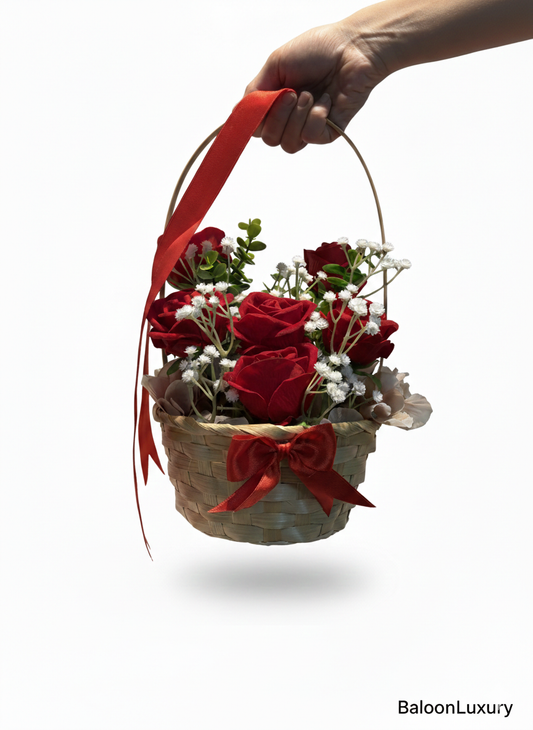Kırmızı Gül Sepeti – Romantik Aşk Çiçek Aranjmanı