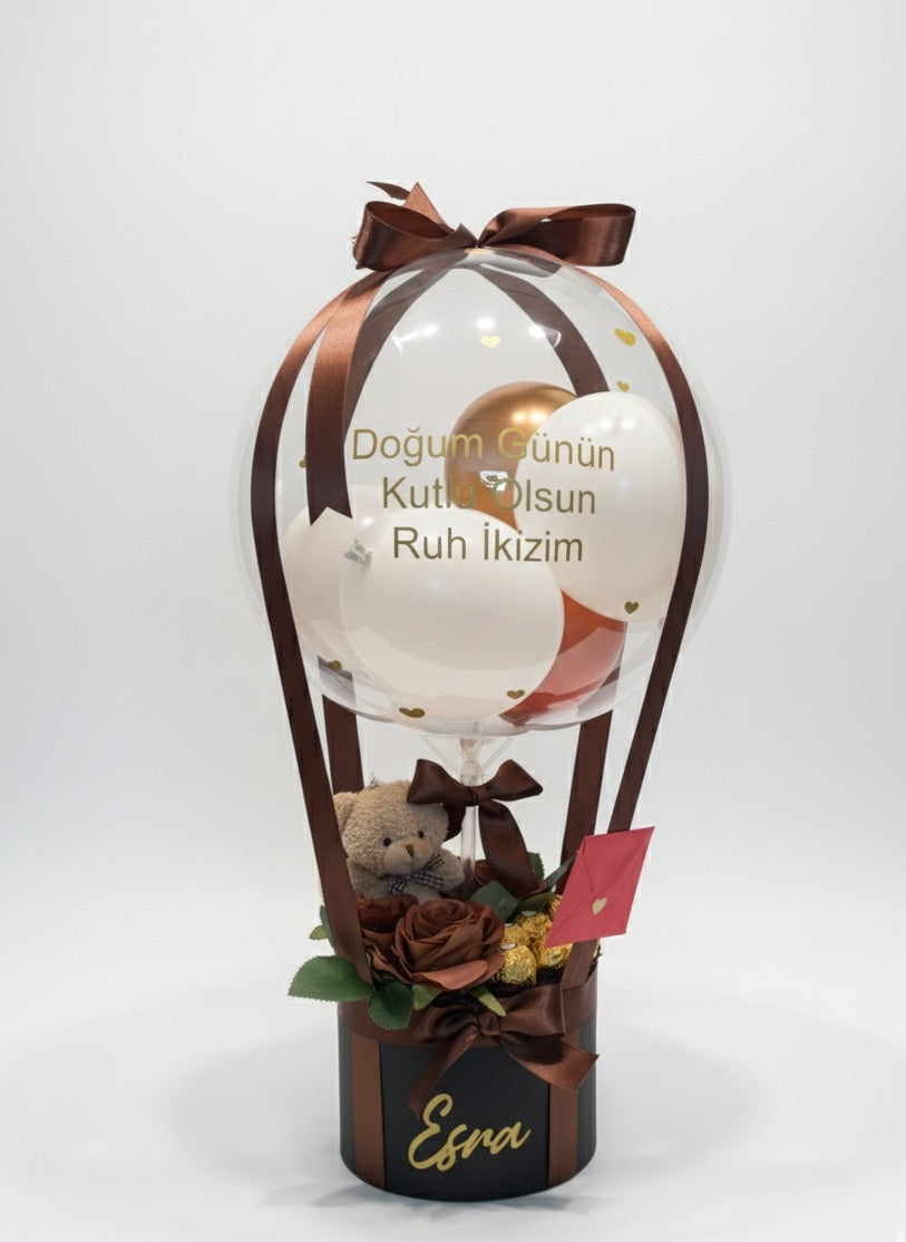 Arkadaşa Doğum Günü Hediye Balon Kutusu – Çikolatalı ve Peluşlu