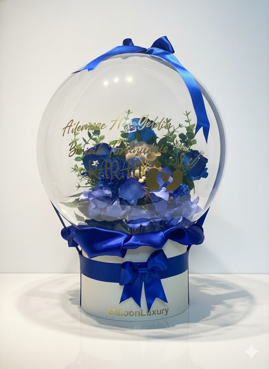 Mavi Gül Temalı Kişiselleştirilmiş Hediye Balonu