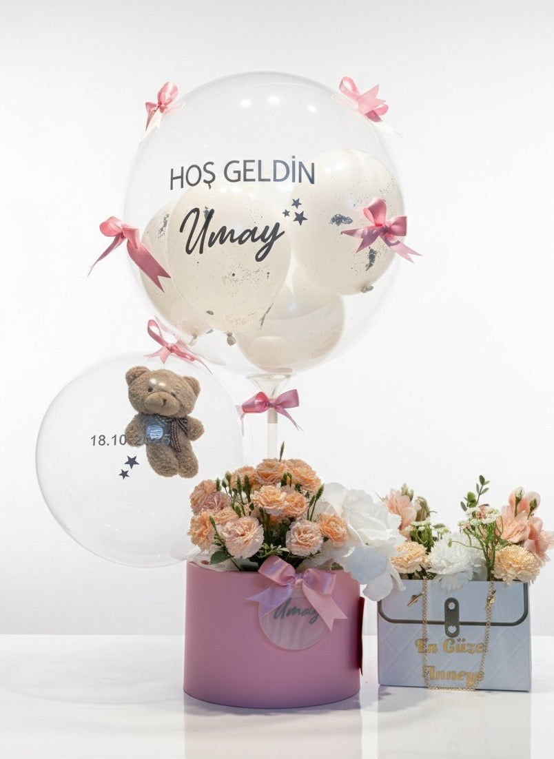 Premium Balon Kutusu – Hoş Geldin Özel Hediye Seti Her Renk Hazırlanabilir