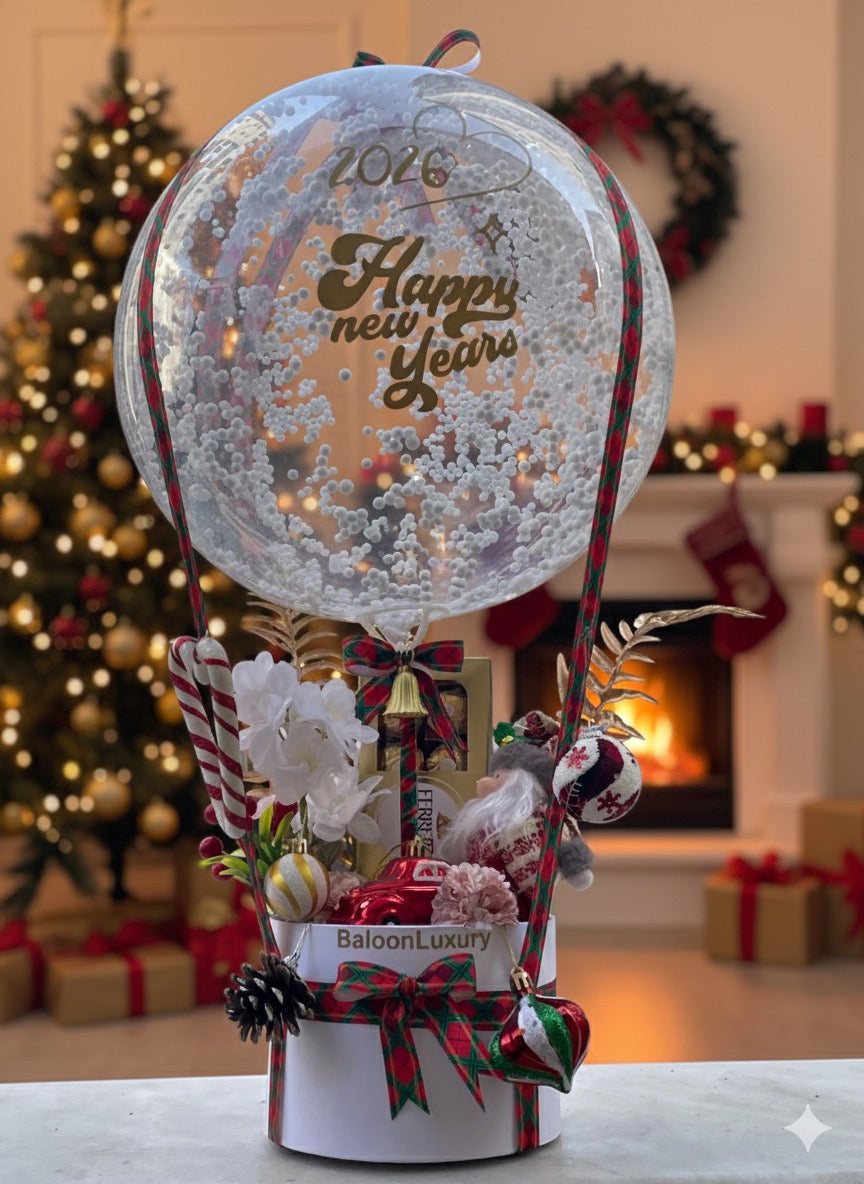 Noel Konsept Işıklı Balon Aranjmanı – Bireysel ve Kurumsal Yeni Yıl Hediyesi