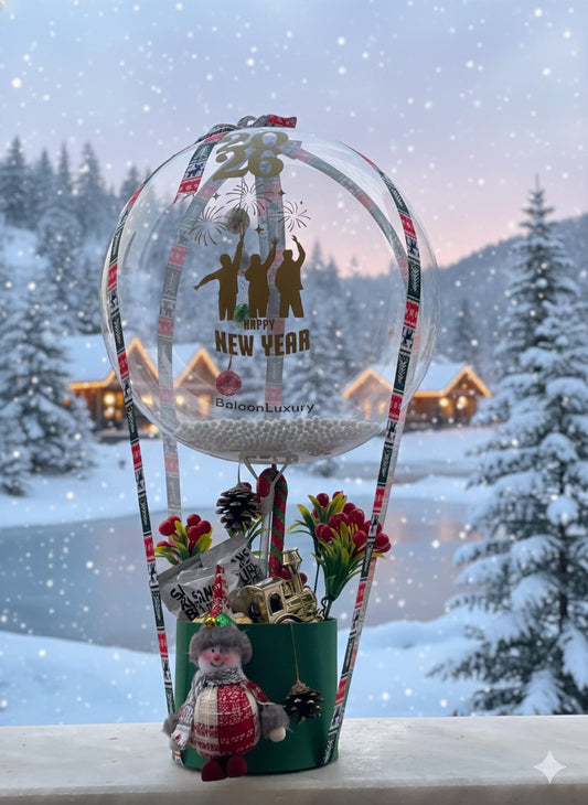 Yeni Yıl Balonlu Hediye Kutusu – 2026 Sıcak Kulübe Konseptli Premium Tasarım