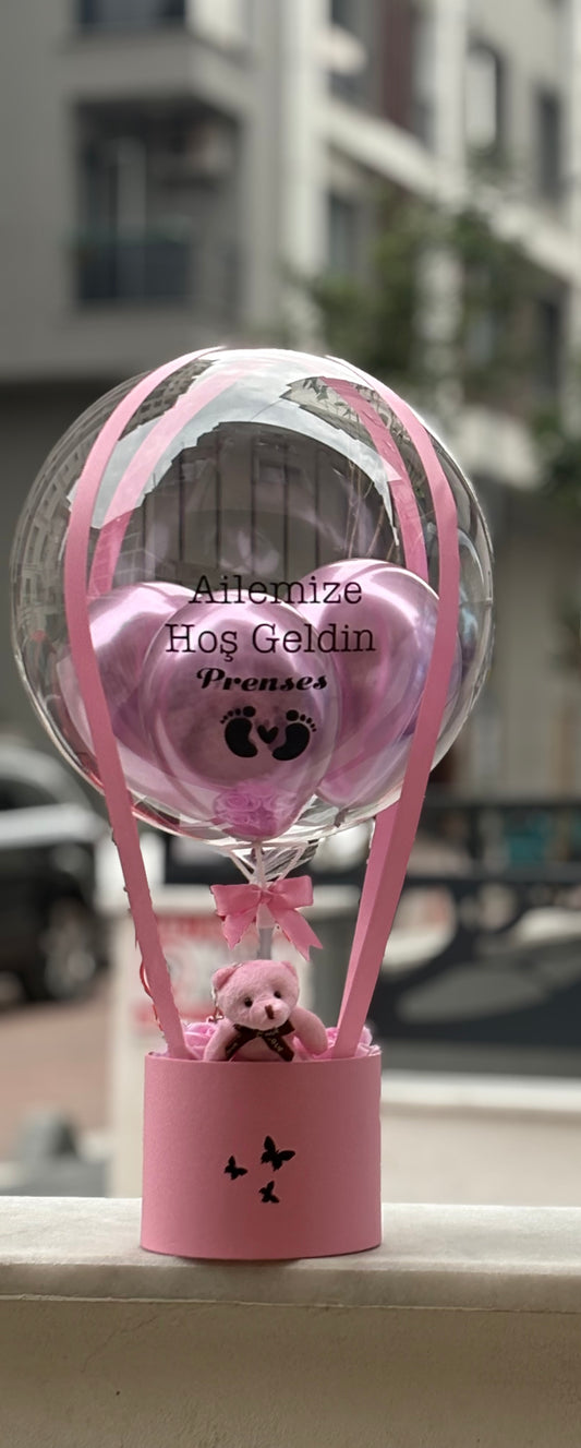 Pembe – Mavi Balon Kutusu | Hoş Geldin Bebek Hediye Seti
