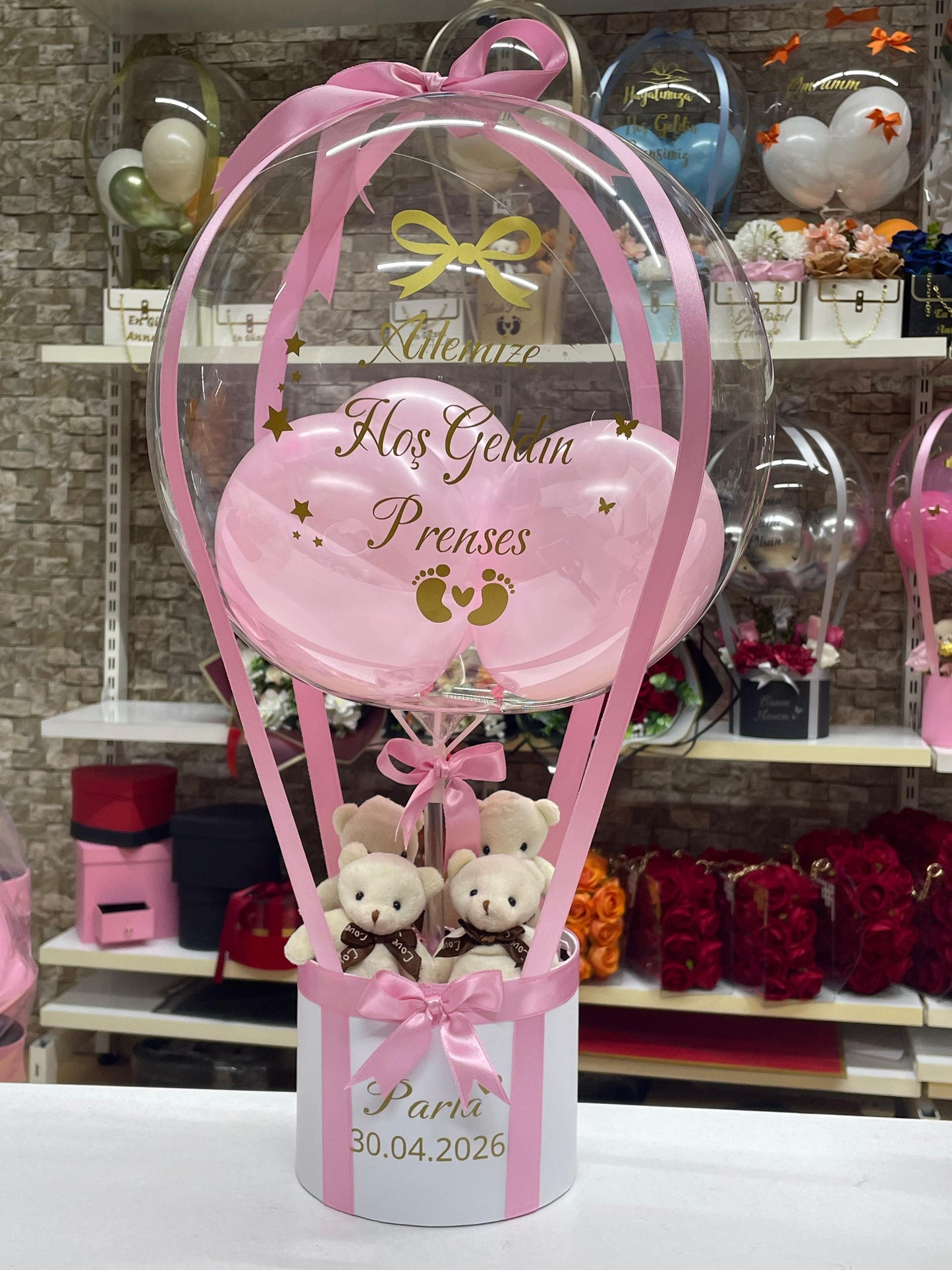 Hoş Geldin Bebek Hediye Balon Kutusu -Pembe