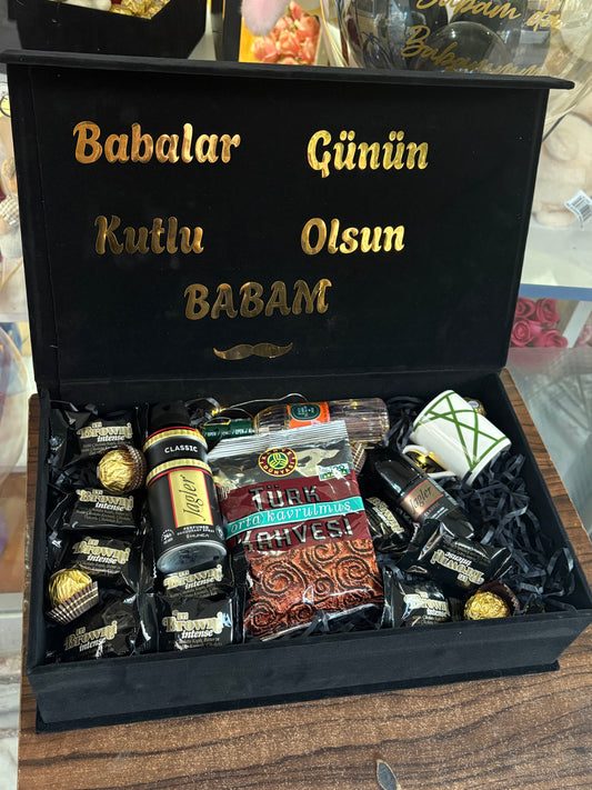 Babalar Günü Hediye Kutusu – Türk Kahveli ve Çikolatalı Premium Erkek Hediye Seti