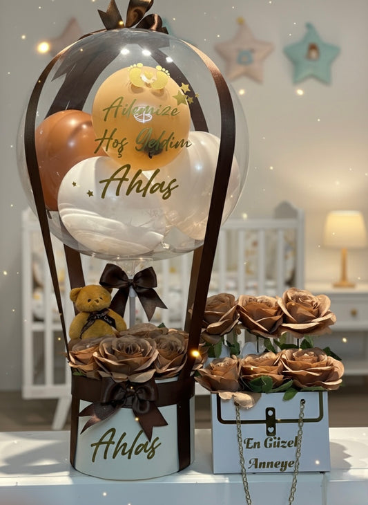Premium İlk Nefes Balon Seti – Hoş Geldin Bebek Lüks Hediye