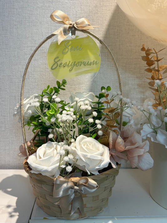 BaloonLuxury Premium Gold Çiçeğim | Kişiye Özel Lüks Doğum Günü Balon Aranjmanı