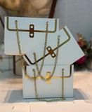 Gold Zincirli Lüks Çanta Kutusu – 5’li Paket | Premium Hediye ve Ürün Sunum Kutusu