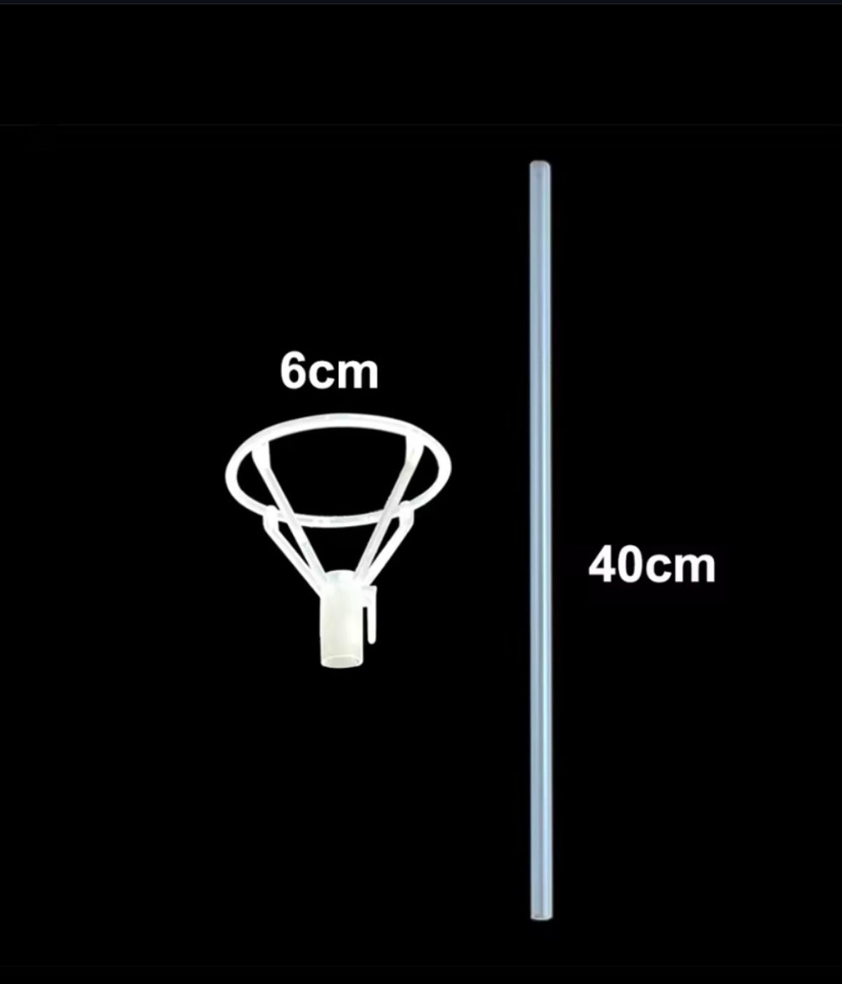 40 cm Balon Stand Çubuğu ve 6 cm Aparat 10 lu  – Şeffaf Tasarım