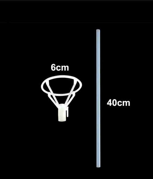 40 cm Balon Stand Çubuğu ve 6 cm Aparat 10 lu  – Şeffaf Tasarım