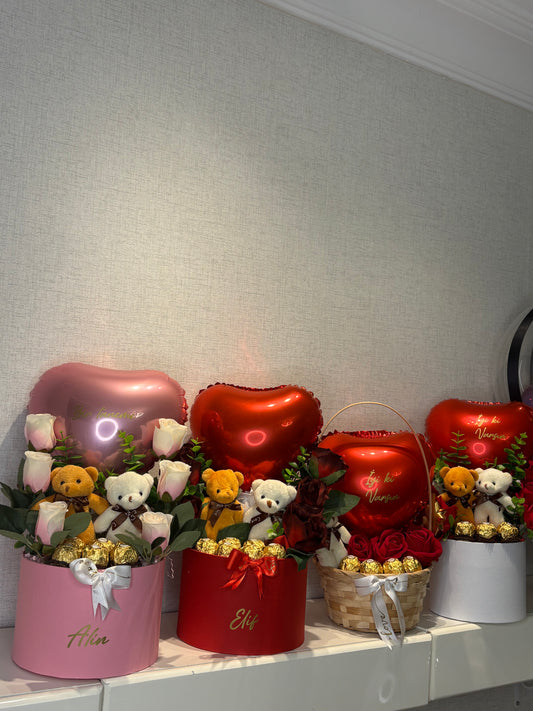Romantik Ayıcıklı Balon Çikolata Kutusu – Kişiye Özel