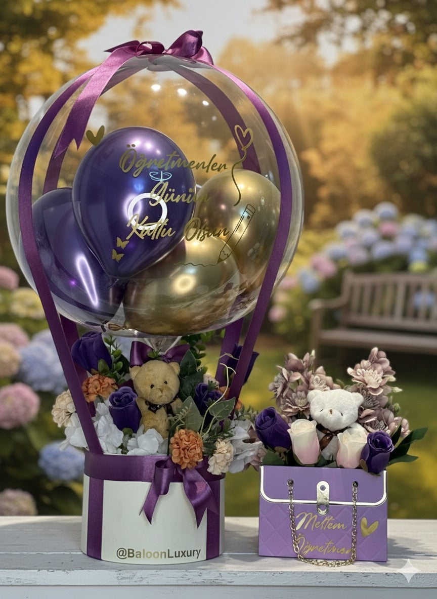 Her Güne Özel Kişiye Özel Balon Çiçek Kutusu – Premium Tasarım