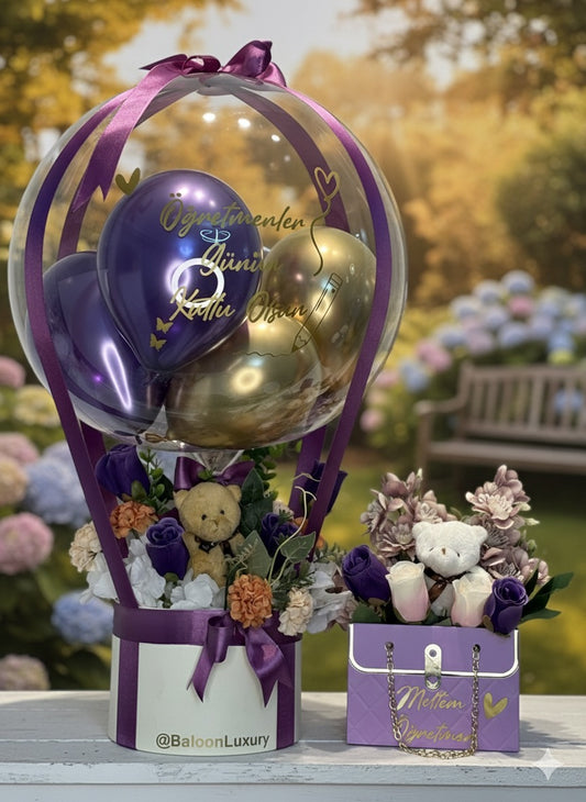 Her Güne Özel Kişiye Özel Balon Çiçek Kutusu – Premium Tasarım